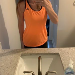 Orange and black Adidas tennis shirt